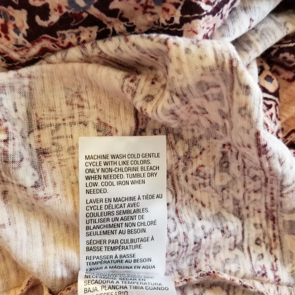 Style & Co Women’s Boho Tunic Cream Tan XS Split Neck Mixed Print New - Picture 9 of 13